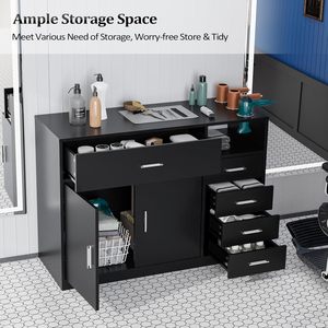 Meuble de salon autoportant |   Stations de coiffure pour barbiers |   Équipement de spa beauté avec 5 tiroirs - Product Image 3