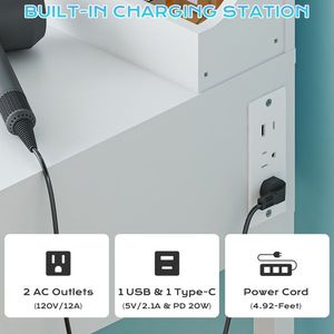 Set Toeletta Trucco con Luci a 8 Colori, in Truciolato Bianco, con 3 Scomparti, 1 Cassetto e Griglia Porta Prese - Product Image 6