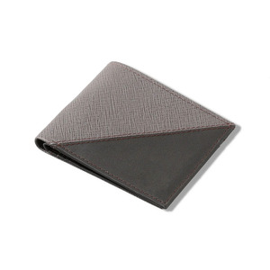 กระเป๋าสตางค์หนังแท้คุณภาพสูงแบบสั้นอเนกประสงค์ RFID สีเทาพับได้  สำหรับผู้ชาย  พร้อมโลโก้สั่งทำ  ใส่บัตรได้  ขายส่ง - Product Image 1