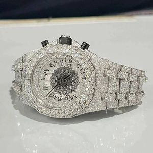 Montre de luxe pour homme avec diamants, bracelet en acier inoxydable, fermoir déployant, mouvement à quartz 20 mm, boîtier argenté - Product Image 2