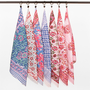 Indian Floral Handprinted Cotton Bandana, Lightweight Eco-Friendly Scarf, Stylish <b>Head</b> <b>Wrap</b> For Men & Women - Product Image 5