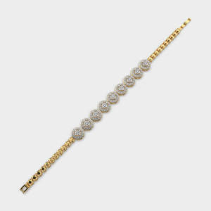Bracelet tennis en argent 925 avec halo rond de moissanite, finition jaune, bijoux fins, cadeau de mode pour femme, chaîne de poignet - Product Image 3