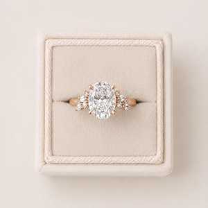 Premium Oval Marquise Round Cut Lab Grown Diamond Classic Color EF Clarity VVS 10K 14K 18K Solid Gold Diamond Engagement Ring - Product Image 3