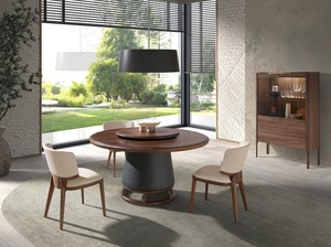 Chaise de salle à manger contemporaine en bois avec assise rembourrée et design incurvé moderne – Idéale pour hôtel, café et usage domestique - Product Image 2