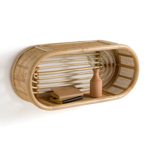 Estante de libro colgante de madera de ratán decorativo, estante montado en la pared natural para la decoración de tiendas de oficina en casa - Product Image 2