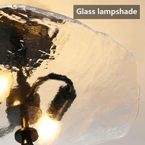<b>Ceiling</b> <b>Light</b> Fixtures Black Flush Mount Indoor/<b>Outdoor</b> Water Ripple Glass Shade for Hallway Kitchen Bedroom Porch Living Room - Product Image 6