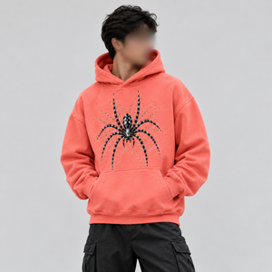 Hoodie unisexe surdimensionné en coton épais avec motif toile d'araignée pour l'hiver, style streetwear, logo personnalisé, pull-over OEM pour homme - Product Image 1