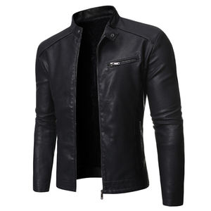Veste en cuir véritable pour homme, style motard vintage, coupe ajustée, noire, collection automne-hiver, vente en gros OEM - Product Image 2
