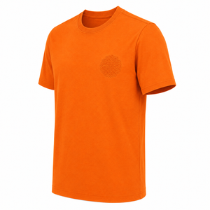 Camiseta de Cuello Redondo de Algodón Lisa Naranja al por Mayor para Hombre, Fabricante de Camisetas Casuales de Manga Corta con Logotipo Personalizado - Product Image 3
