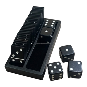 Juego de Dominó y Dados de Resina Negra Premium Hecho a Mano – Juego de Mesa Clásico para Familiares y Amigos, Regalo Ideal - Product Image 1