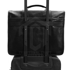 Sacs pour ordinateur portable en cuir véritable durable, écologiques, personnalisables, fermeture à glissière, poignée souple, poches sécurisées pour usage professionnel - Product Image 4