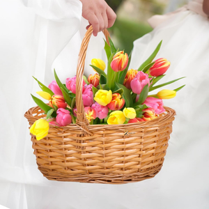 Durable & Stylish Willow Woven Storage <b>Basket</b> with Removable Poly-Cotton <b>Lining</b> & Adjustable Handles for Picnics - Product Image 4