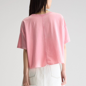 Custom Crop <b>Top</b> Shirt Heavyweight Cotton <b>Distressed</b> Cropped Boxy Fit T-Shirt Oversized Baggy Drop Shoulder Women's Crop <b>Top</b> - Product Image 3