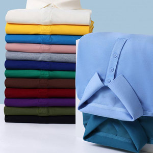 เสื้อโปโลแขนสั้นผู้ชาย สีพื้น ผ้าถัก กระดุมหน้า ทรงปกติ ระบายอากาศได้ดี ผ้าคอตตอนปิเก้ - Product Image 3