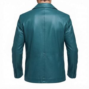 Blazer en cuir d'hiver pour homme sur mesure, style veste, fermeture éclair, en cuir de vachette épais, vêtement d'extérieur décontracté de qualité supérieure, service OEM - Product Image 2