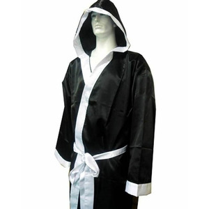 Robe de boxe en satin personnalisée avec broderie et sublimation, vêtements de combat pour la gym, la boxe, le karaté et les soirées de combat - Product Image 4