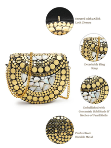 Sac à main de mariée FAIZA CRAFT, spéciale mariage, mosaïque plaquée argent, travail de qualité supérieure, décoration royale, sac à main pour femme FC-7249 - Product Image 4