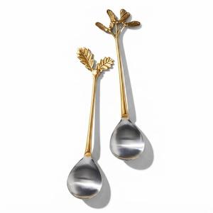 Ensemble de 2 cuillères et fourchettes à salade vintage pour serveurs équestres, en métal argenté poli avec poignées en forme de mors de cheval - Product Image 4