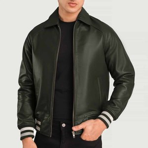 Chaqueta Urbana de Invierno para Hombre, Estilo Letterman, Tejido de Punto, Cuero Genuino Ecológico, Resistente al Viento, Transpirable, Personalización OEM - Product Image 4
