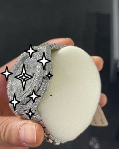 Montre de luxe à mouvement automatique en acier inoxydable avec cadran en cristal, style hip-hop glacé, en moissanite, édition limitée, pour unisexe - Product Image 2