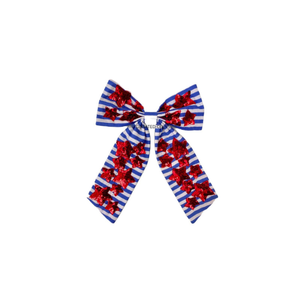 Lazo con Cuentas de Estrellas del 4 de Julio, Hecho a Mano, Inspirado en la Bandera Americana Patriótica, Accesorio para el Cabello para Niños y Niñas, para Fiestas del Día de la Independencia - Product Image 1
