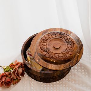 ชามเสิร์ฟหม้อไฟไม้เนื้อแข็งทำมือพร้อมฝาปิด - Product Image 4