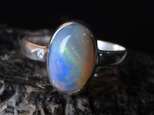 Anillo de Boda Australiano con Ópalo Multicolor Certificado, Plata, Piedra de Nacimiento de Octubre, Ópalo Sólido, Talla 5.5 de EE. UU., Clásico Hecho a Mano con Engaste de Púas - Product Image 3