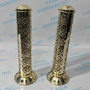 Soporte de latón premium para quemador de incienso en forma de torre, diseño Jali con ventilación, soporte metálico hecho a mano, ecológico, para el hogar, el templo o la espiritualidad. - Product Image 4