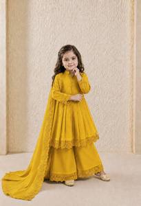 <b>Yellow</b> Anarkali Suit Set Women Floor Length Traditional Pakistani Indian Dupatta Set with <b>Lace</b> Detail Wedding - Product Image 4