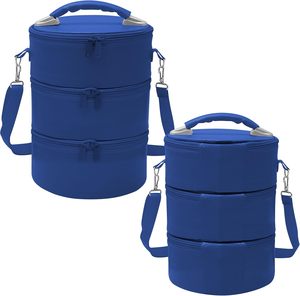 Étui de transport souple maçonnique à trois sections, en similicuir bleu, sac de rangement de voyage avec double fermeture éclair, réglable - Product Image 1