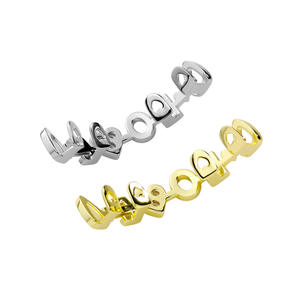 Grillz en argent plaqué de haute qualité avec strass, motif géométrique rouge, bleu, blanc, bijoux de fête hip-hop, accessoire de mode unisexe - Product Image 1