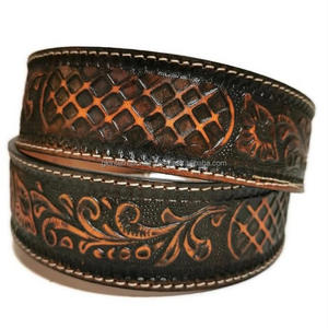 2023 ceinture d'outillage en cuir occidental véritable populaire sculptée à la main ceinture d'outillage personnalisée en relief floral avec boucle florale antique - Product Image 2