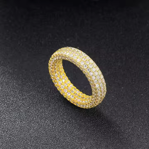 Dazzling Engagement Wedding Anniversary Moissanite Diamond <b>Eternity</b> Band <b>Rings</b> 925 Sterling <b>Silver</b> Hip Hop Unisex Premium - Product Image 5