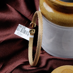 Wholesale Supplier Factory 925 Sterling <b>Silver</b> Yellow Gold Plated Woven Mesh Open Cuff <b>Bangle</b> <b>Bracelet</b> Flexible Handmade Jewelry - Product Image 2