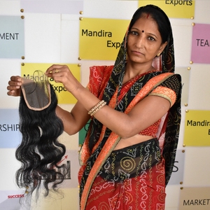 Extensiones de Cabello Humano Natural Virgen 100% Sin Procesar de Alta Calidad, Cierre 5x5, Ondulado, Cabello Indio de Templo, Color Natural, Venta al Por Mayor - Product Image 4