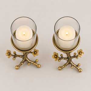 Luxury Gold Metal Hurricane Glass Ramadan Candle Holder Set Portable Durable Waterproof Candle Stand - Product Image 6