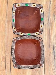 Organizador de escritorio de cuero mecanizado a mano, cuencos, bandeja de cuero genuino Floral occidental, artículos decorativos hechos a mano para el hogar, decoración elegante - Product Image 5