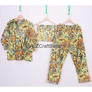 ชุดนอนผ้าฝ้ายไม่ทอสำหรับผู้หญิงชุดลำลองคอกลมแขนยาวฤดูร้อนระบายอากาศได้ดีหรูหรา - Product Image 6