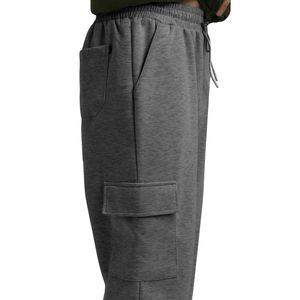 Pantalon de jogging cargo en molleton de coton pour homme avec poches latérales, taille élastique, style streetwear, vente en gros OEM - Product Image 3