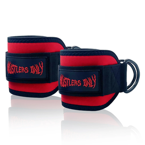 Tobilleras de neopreno acolchadas para levantamiento de pesas, correas ajustables con anillas en D para cable, accesorio para gimnasio y entrenamiento físico. - Product Image 6