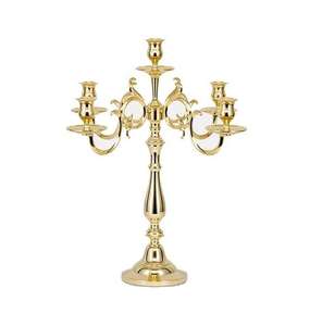 Ensemble de 2 candélabres de sol dorés de luxe, faits à la main, avec plusieurs bougeoirs sculptés, base élégante, pour la Saint-Valentin - Product Image 5