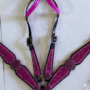 Conjunto de cabezada y pechera occidentales pintados a mano, duraderos, de cuero natural suave de primera calidad, ligeros, para montura, con diseños de moda. - Product Image 2