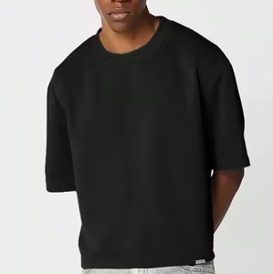 Camisetas Cortas para Hombre, 100% Algodón, Peso Pesado 300GSM, Tela Exclusiva, Color Negro, Cuello Redondo, Estilo de Manga Corta, Talla para Adultos - Product Image 1