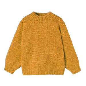 Oversized Crew Neck Knitted Pullover Solid Color Turquoise Acrylic Winter Sweater Unisex Regular Fit - Product Image 2