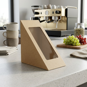 Custom Kraft Sandwich Packaging <b>Box</b> with Window | Eco Friendly Disposable Food Paper <b>Box</b> for Bakery Takeaway Packaging Supplier - Product Image 3