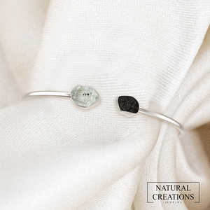 Pulsera Ajustable de Plata de Ley 925 de Primera Calidad con Acabado de Alta Gama y Turmalina Negra Herkimer en Forma de Espiral - Product Image 4