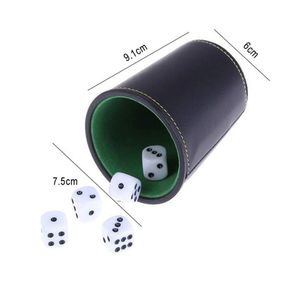 Black Handmade Molded Classic <b>Dice</b> Cup with Pu Leather and Green Velvet Custom Design - Product Image 5