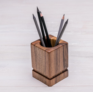 Porte-stylos en bois multifonctionnel, organiseur de bureau pour téléphones et crayons, support promotionnel pour stylos - Product Image 1