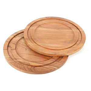 Plateaux en bois d'acacia écologiques faits à la main sans danger pour les aliments Assiettes à dîner pour servir des collations Fruits Noix Personnalisables en vrac Vente en gros - Product Image 5