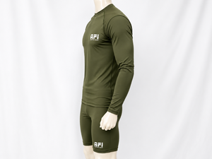 Haut de compression à manches longues pour homme AFI, vert olive, polyester/nylon 120g, imprimé par sublimation, séchage rapide, logo avant, adulte - Product Image 2